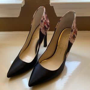Jessica Simpson Black Floral Heels